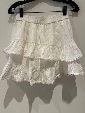 NWT - Fabrique Women's White Tiered Eyelet Skirt